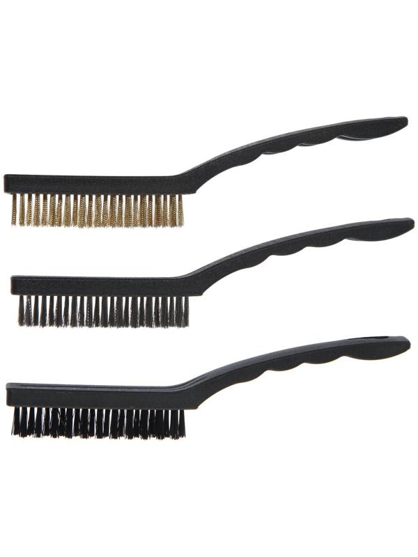 Набор щеток металлических ручных ТУНДРА, пластиковые рукоятки, большие, 3 шт.