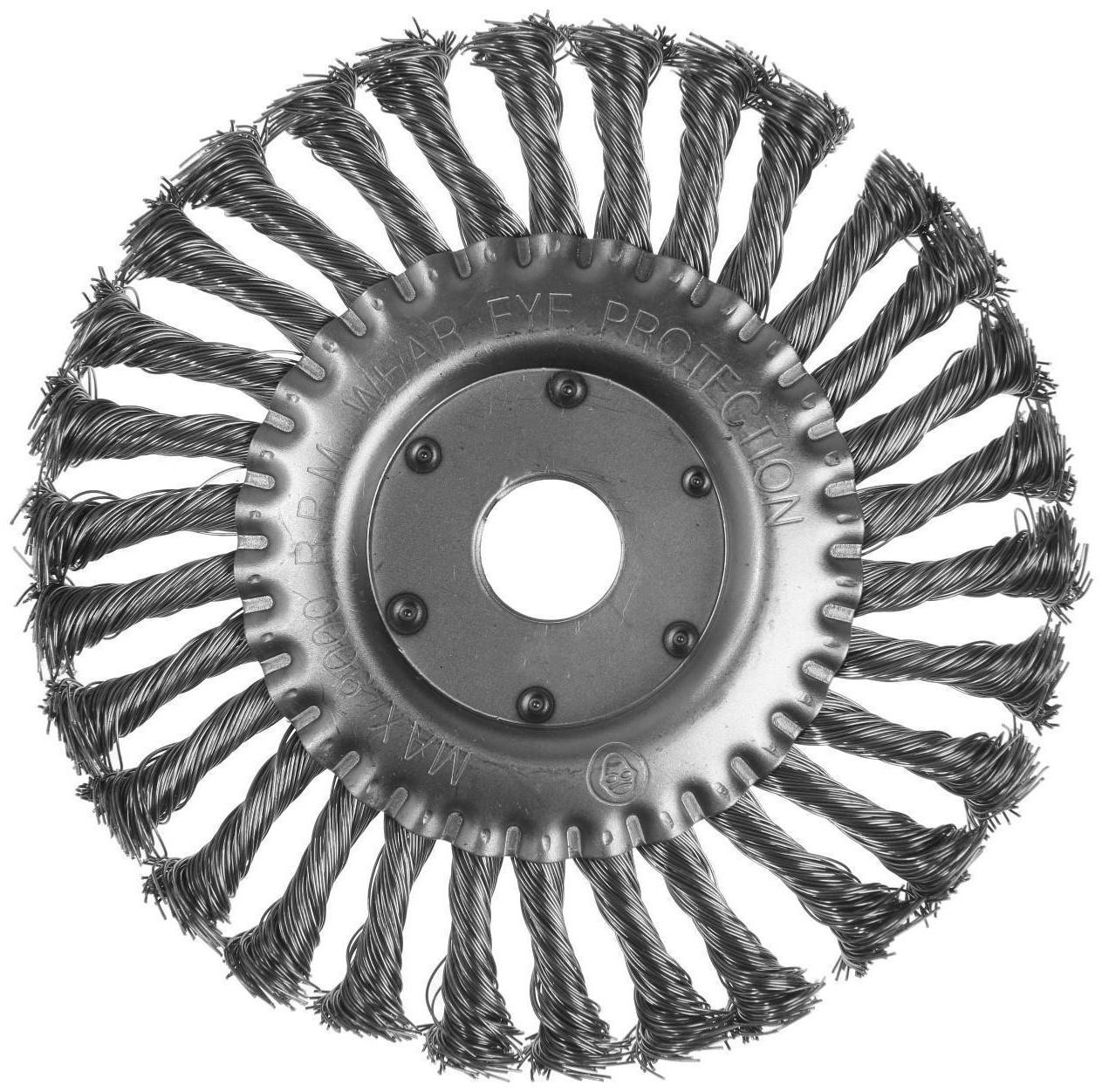 Щетка металлическая для УШМ ТУНДРА, крученая проволока, плоская, посадка 22 мм, 175 мм