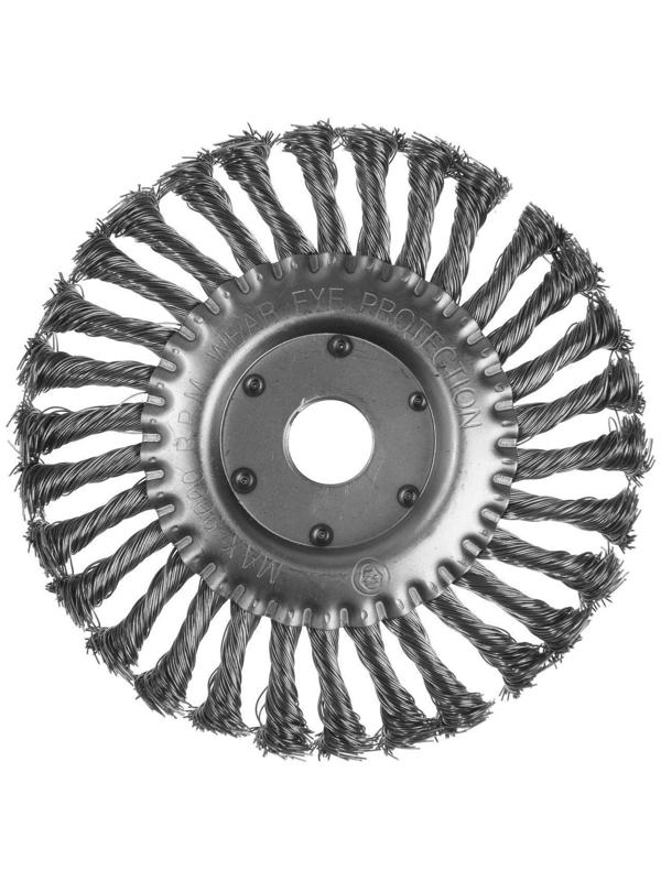 Щетка металлическая для УШМ ТУНДРА, крученая проволока, плоская, посадка 22 мм, 175 мм