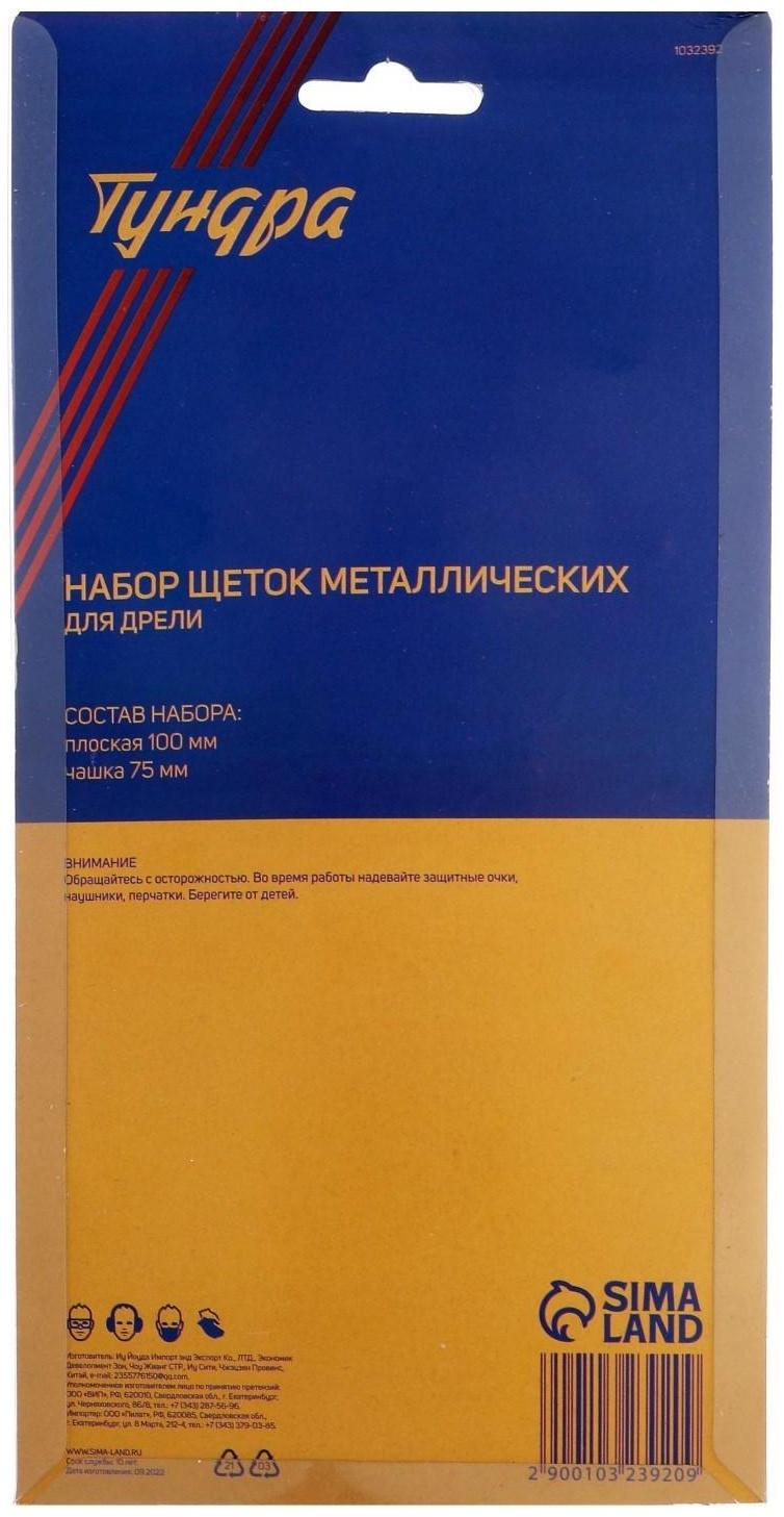 Набор щеток металлических для дрели ТУНДРА, плоская 100 мм, чашка 75 мм, 2 шт.