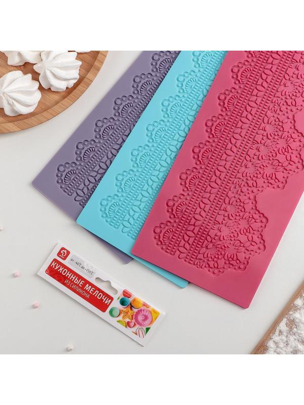 Коврик для айсинга силиконовый Доляна «Ажурный пояс», 40×13 см, цвет МИКС