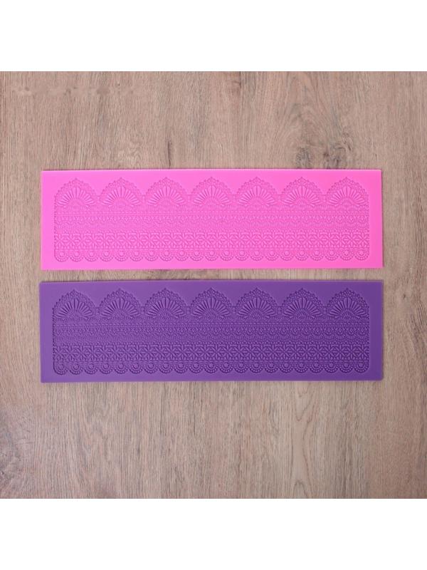 Коврик для айсинга силиконовый Доляна «Кружево», 40×12 см, цвет МИКС