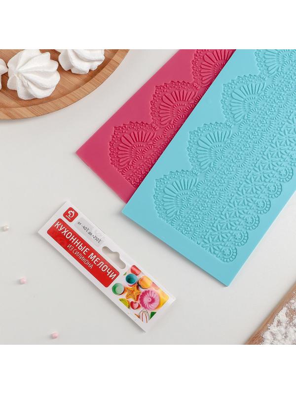 Коврик для айсинга силиконовый Доляна «Кружево», 40×12 см, цвет МИКС