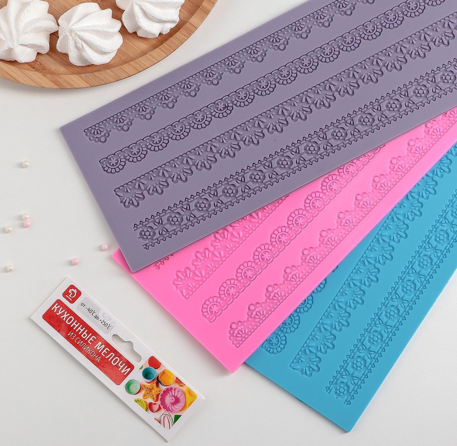 Коврик для айсинга силиконовый Доляна «Узкие полосы», 40×12 см, цвет МИКС