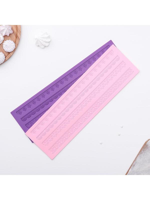 Коврик для айсинга силиконовый Доляна «Узкие полосы», 40×12 см, цвет МИКС