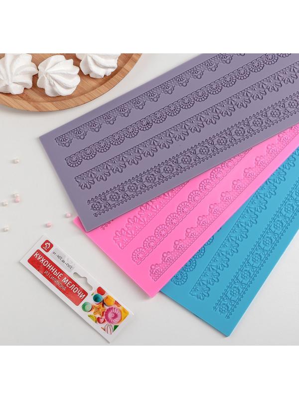 Коврик для айсинга силиконовый Доляна «Узкие полосы», 40×12 см, цвет МИКС