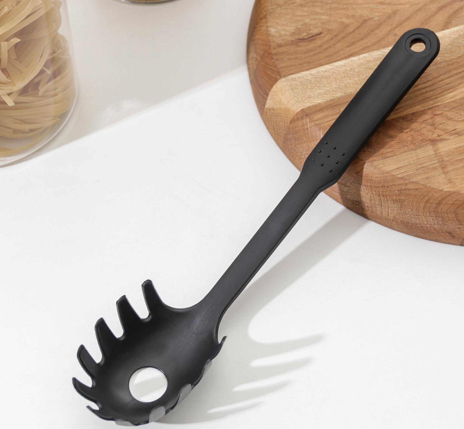 Ложка для спагетти Доляна «Орихалк», 30 см, цвет чёрный