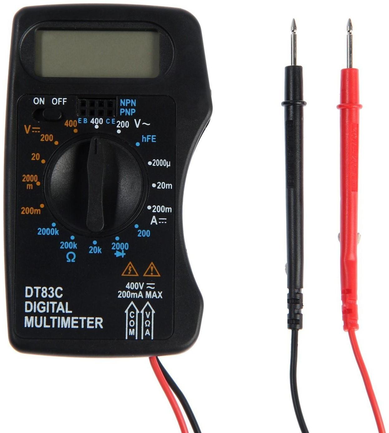 Мультиметр ТУНДРА mini, DT-83C, ACV/DCV, DCA, 200-2МΩ, проверка батареек 9V