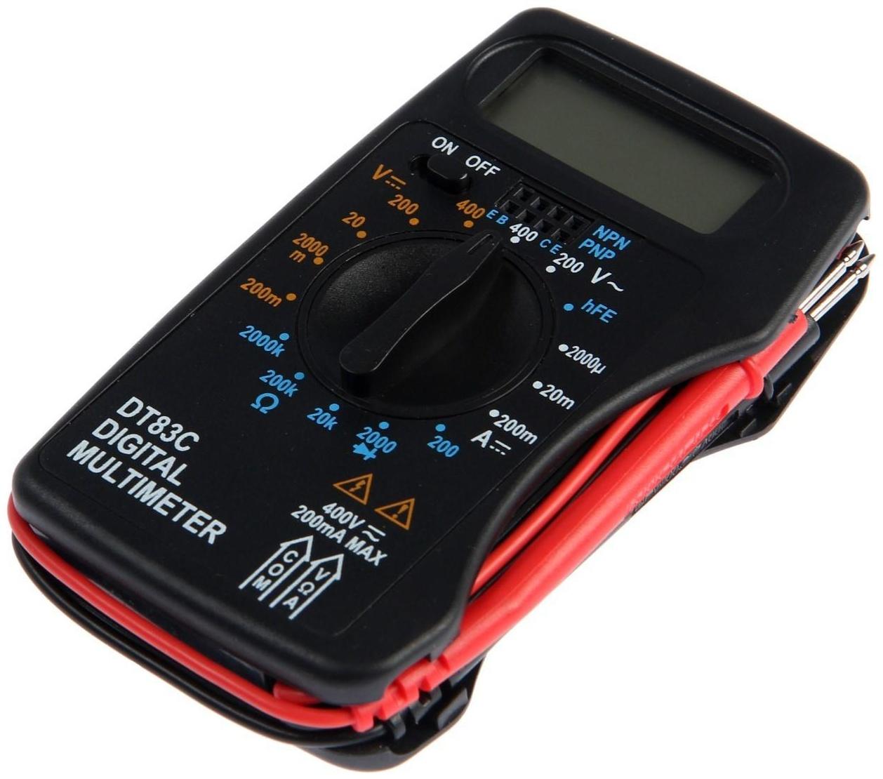 Мультиметр ТУНДРА mini, DT-83C, ACV/DCV, DCA, 200-2МΩ, проверка батареек 9V