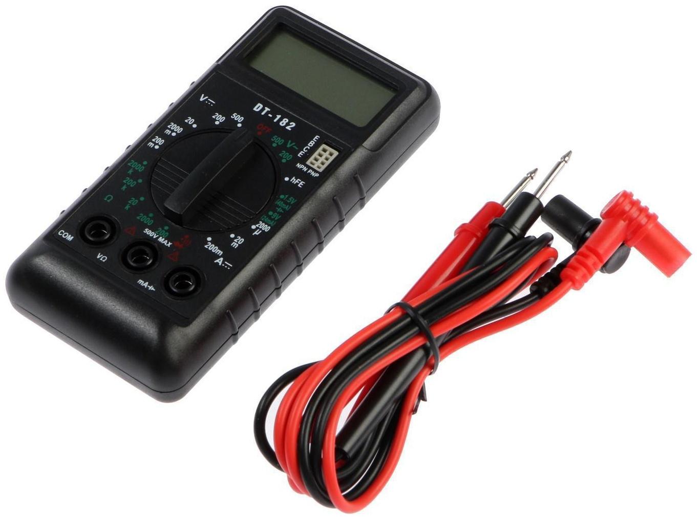 Мультиметр ТУНДРА mini, DT-182, ACV/DCV, DCA, 200-200MΩ, проверка батареек 1.5 и 9V