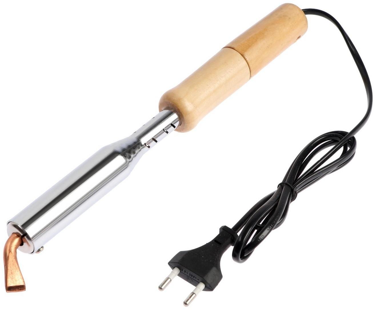 Паяльник ТУНДРА, деревянная рукоятка, плоское медное жало, 150 Вт, 220 В