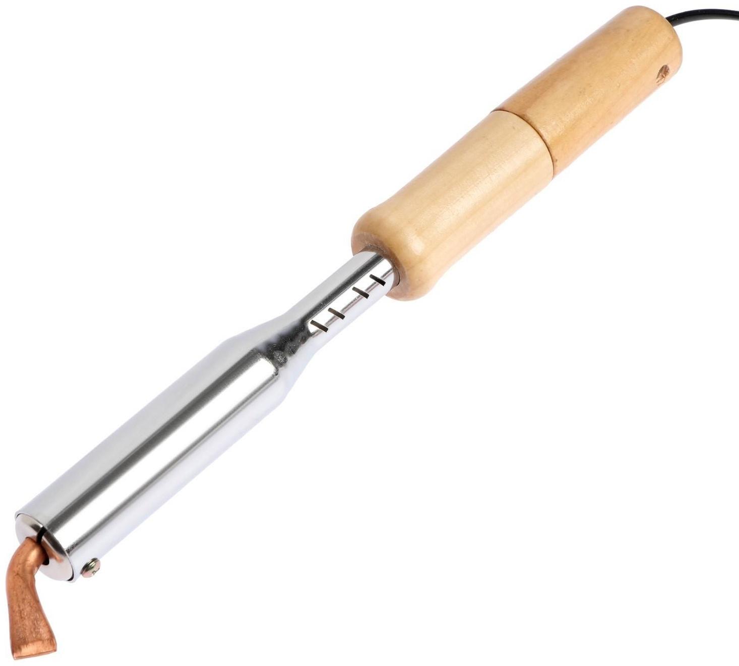 Паяльник ТУНДРА, деревянная рукоятка, плоское медное жало, 150 Вт, 220 В