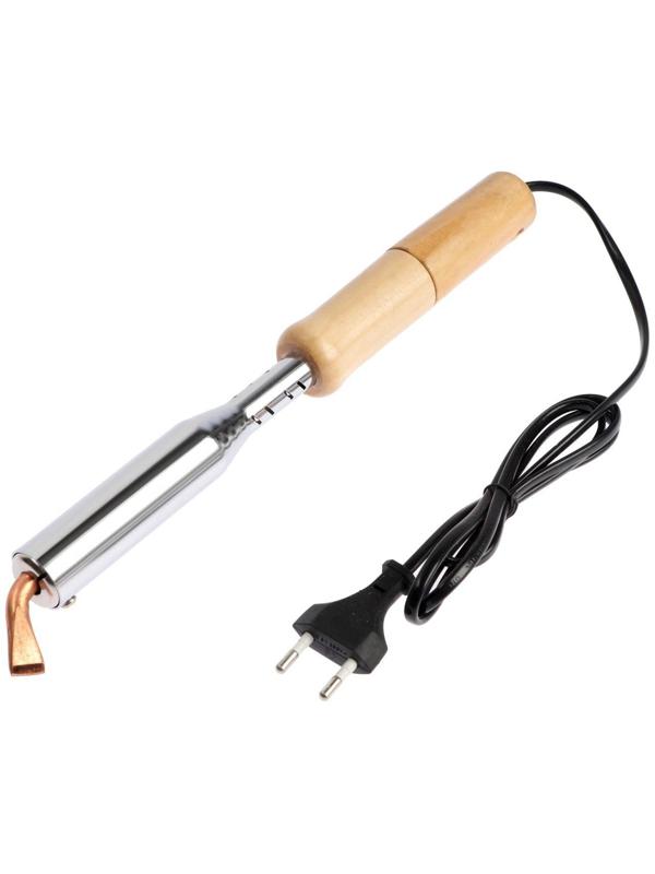 Паяльник ТУНДРА, деревянная рукоятка, плоское медное жало, 150 Вт, 220 В