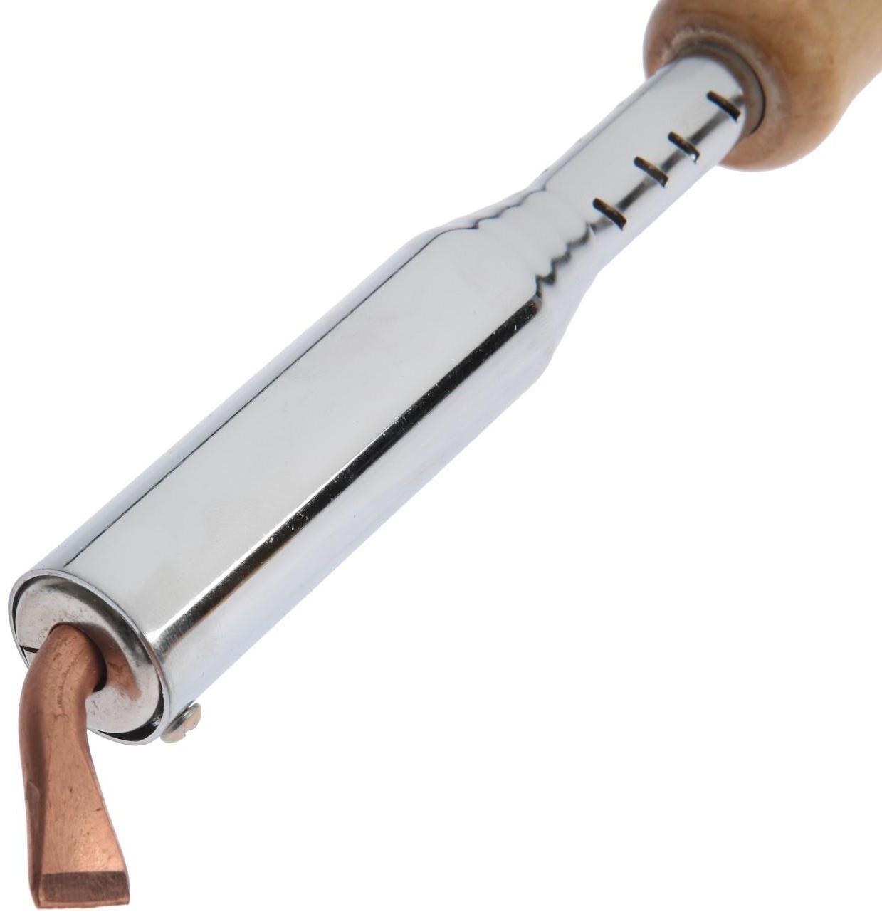 Паяльник ТУНДРА, деревянная рукоятка, плоское медное жало, 100 Вт, 220 В