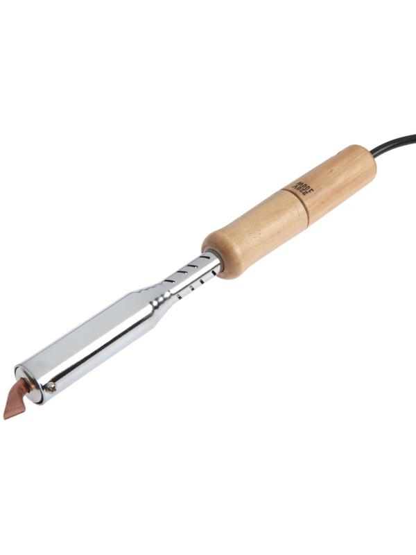 Паяльник ТУНДРА, деревянная рукоятка, плоское медное жало, 100 Вт, 220 В