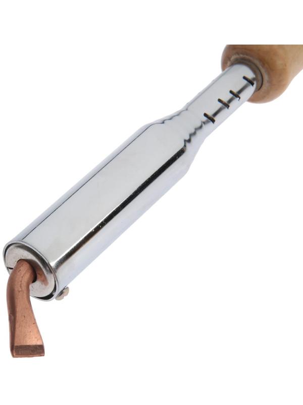 Паяльник ТУНДРА, деревянная рукоятка, плоское медное жало, 100 Вт, 220 В