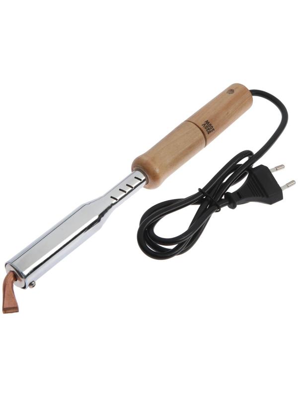 Паяльник ТУНДРА, деревянная рукоятка, плоское медное жало, 100 Вт, 220 В