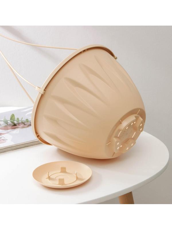 Кашпо для цветов с поддоном «Алиция», 4,3 л, цвет белая глина, ПОДВЕС В ПОДАРОК