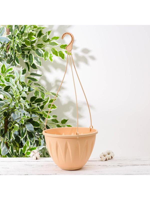 Кашпо для цветов с поддоном «Алиция», 4,3 л, цвет белая глина, ПОДВЕС В ПОДАРОК