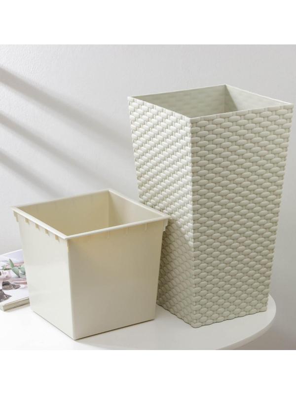 Кашпо для цветов со вставкой «Ротанг», вставка 4,9 л, цвет белый