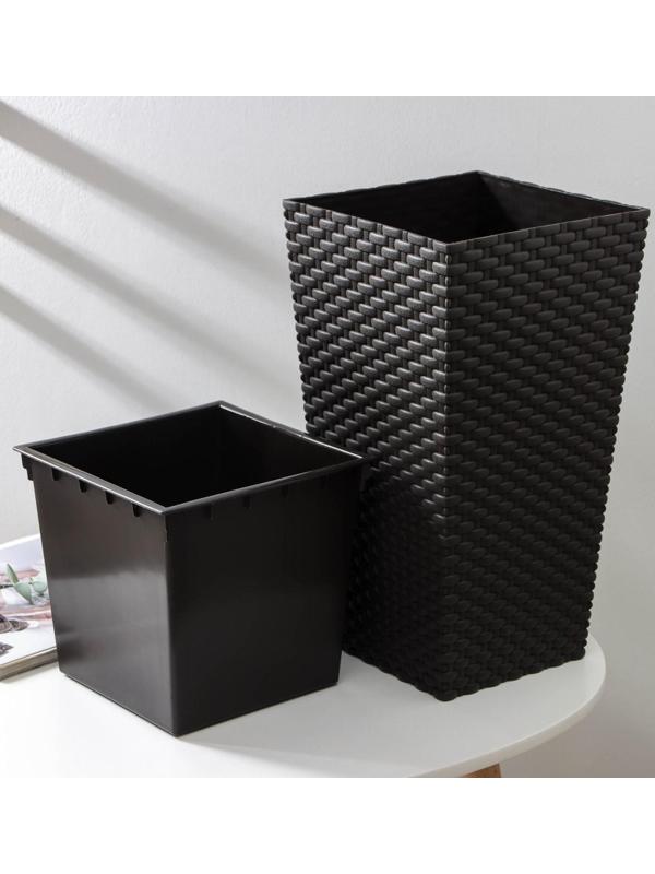 Кашпо для цветов со вставкой «Ротанг», вставка 4,9 л, цвет коричневый