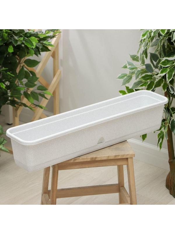 Ящик балконный с поддоном, 80 см, цвет мраморный