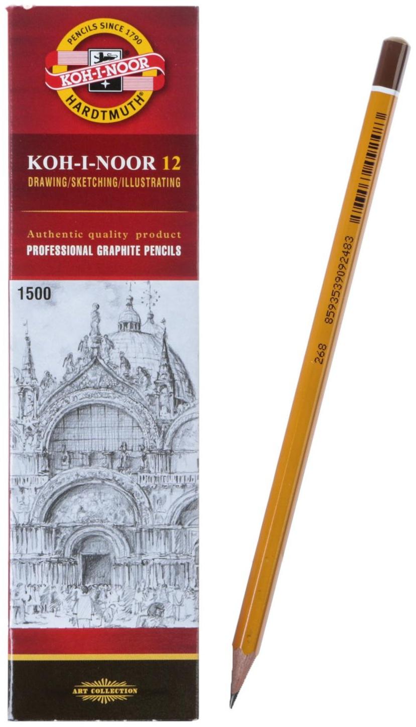 Карандаш чернографитный 2.5 мм, Koh-I-Noor 1500 7B, профессиональный, L=175 мм