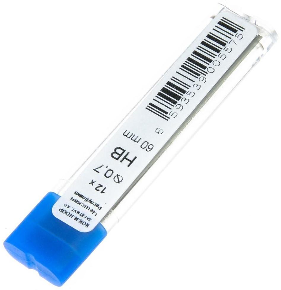 Грифели для механических карандашей, 0.7 мм, Koh-I-Noor, 4162 HB, 12 штук, в футляре