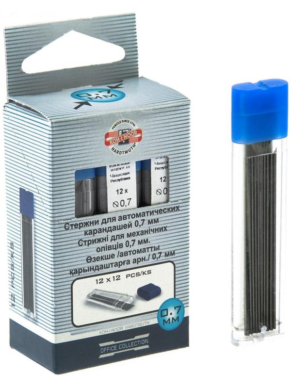 Грифели для механических карандашей, 0.7 мм, Koh-I-Noor, 4162 HB, 12 штук, в футляре