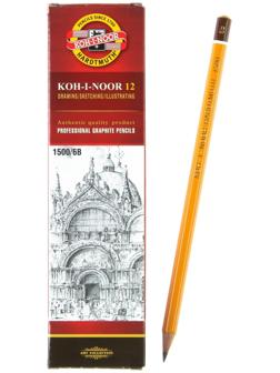 Карандаш чернографитный 2.5 мм, Koh-I-Noor 1500 6B, профессиональный, L=175 мм