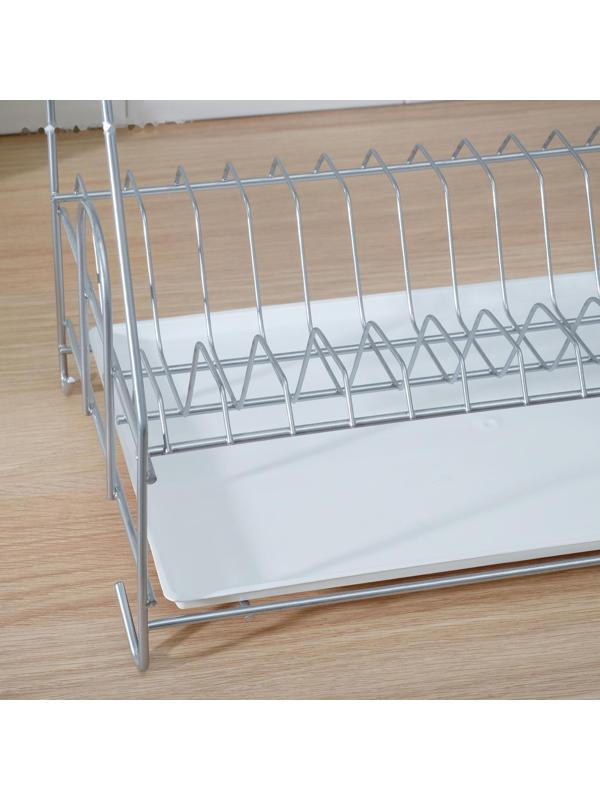 Сушилка для посуды с поддоном 2-х ярусная, 24×40×38 см, хром