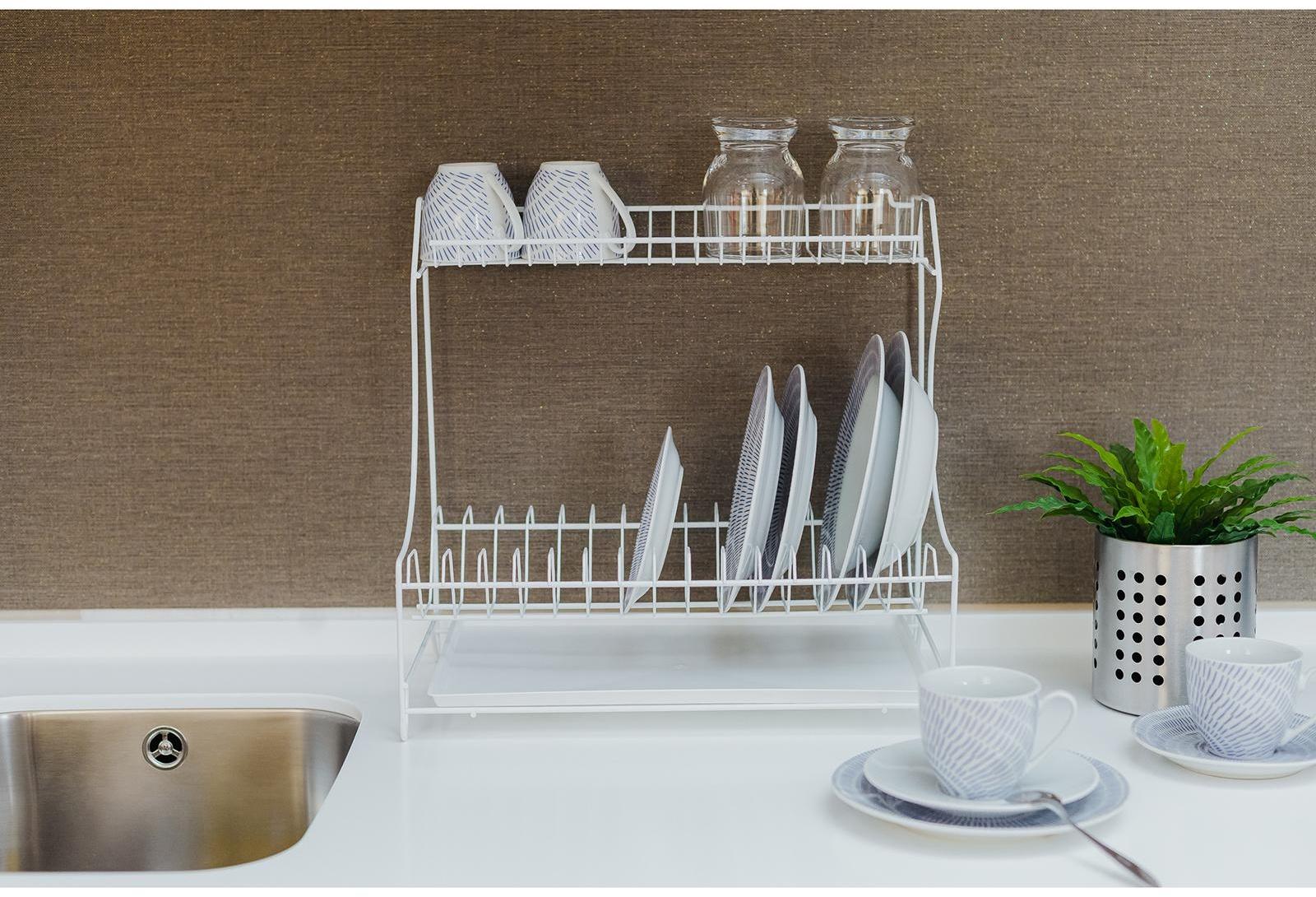 Сушилка для посуды с поддоном 2-х ярусная, настольно-настенная, 39,5×25×38 см, цвет белый