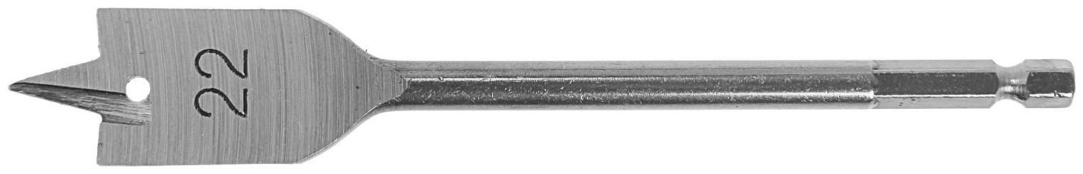 Сверло по дереву перовое ТУНДРА, шестигранный хвостовик, 22 х 152 мм