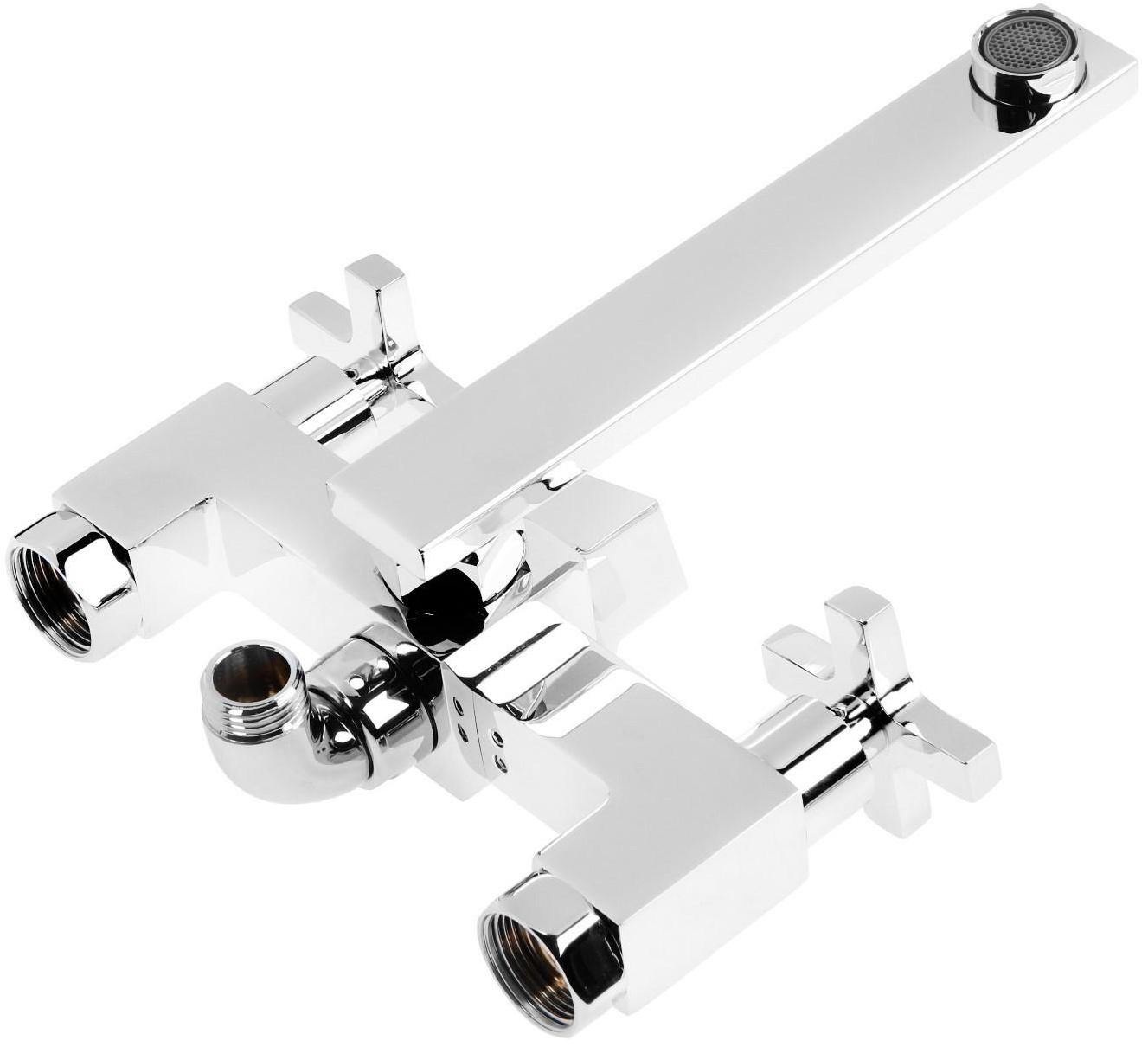 Смеситель для ванны Accoona A6275, двухрычажный, дивертор в корпусе, с душевым набором, хром