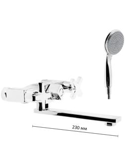 Смеситель для ванны Accoona A6275, двухрычажный, дивертор в корпусе, с душевым набором, хром
