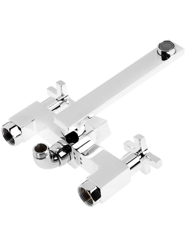 Смеситель для ванны Accoona A6275, двухрычажный, дивертор в корпусе, с душевым набором, хром