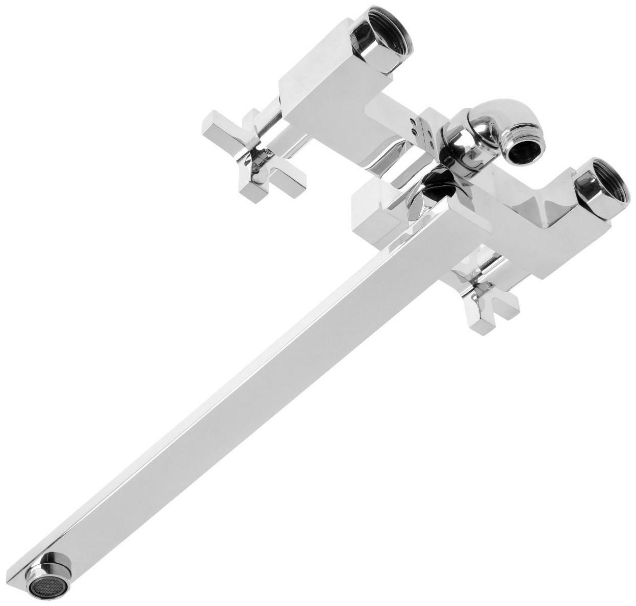 Смеситель для ванны Accoona A7175, двухрычажный, дивертор в корпусе, с душевым набором