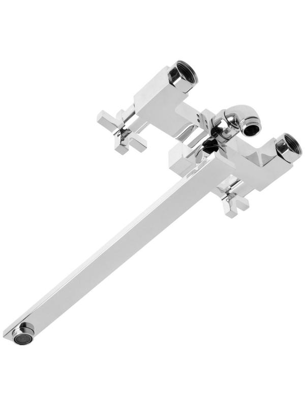 Смеситель для ванны Accoona A7175, двухрычажный, дивертор в корпусе, с душевым набором