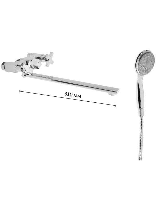 Смеситель для ванны Accoona A7175, двухрычажный, дивертор в корпусе, с душевым набором