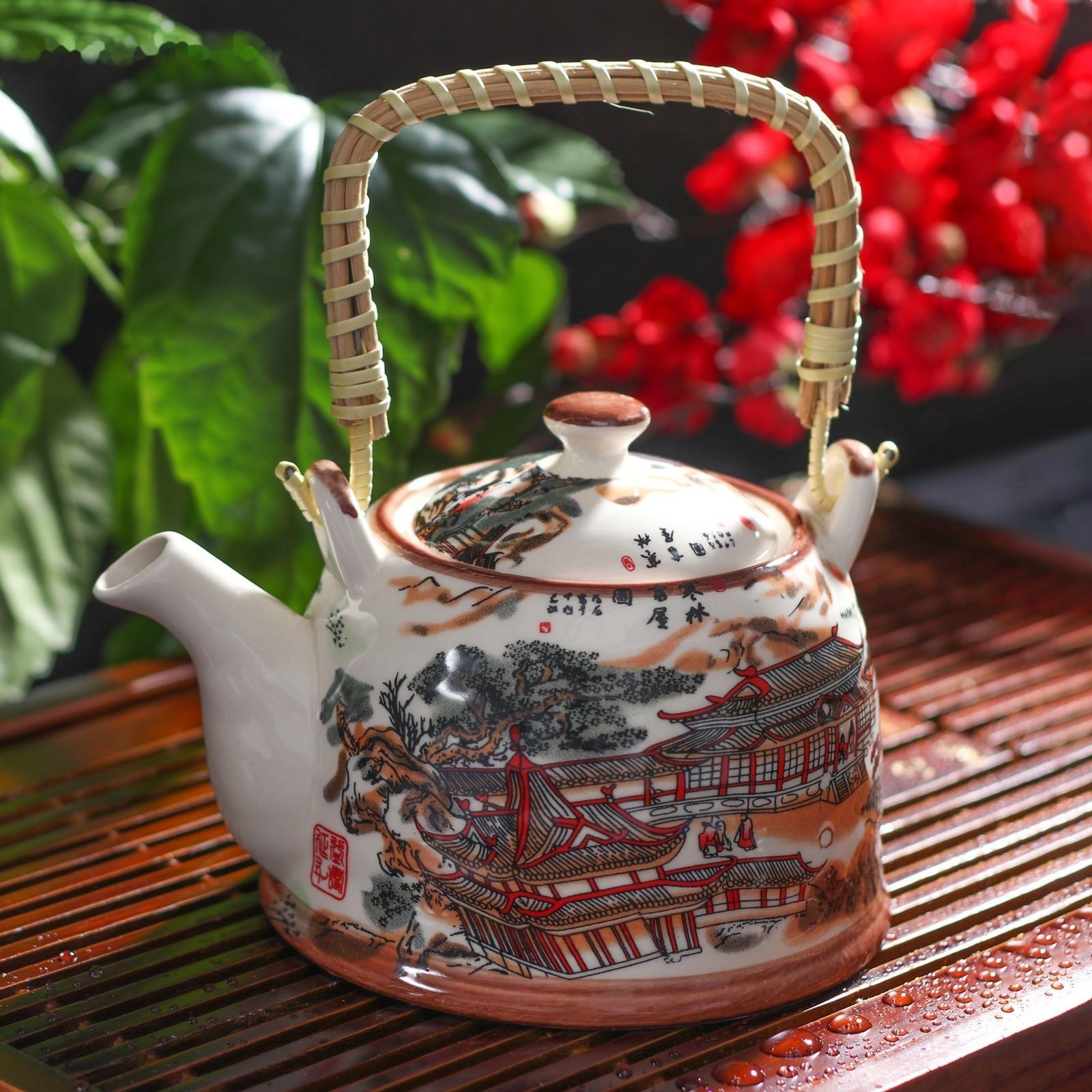 Чайник керамический заварочный «Пейзаж», 900 мл, металлическое сито