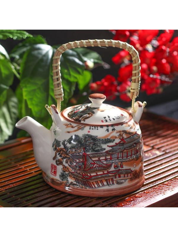 Чайник керамический заварочный «Пейзаж», 900 мл, металлическое сито