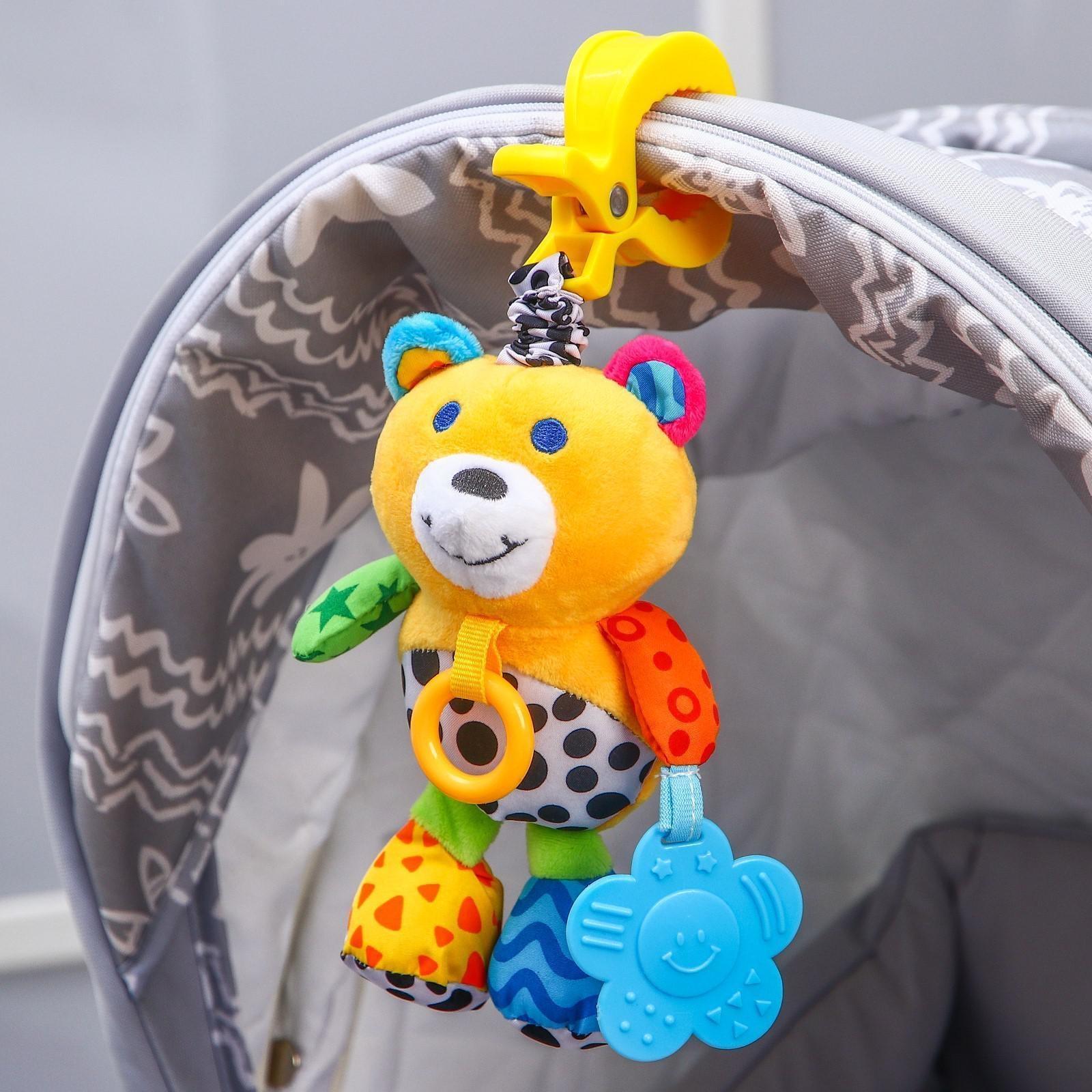 Подвеска музыкальная с прорезывателем «Мишка/обезьянка» на кроватку/коляску, виды МИКС