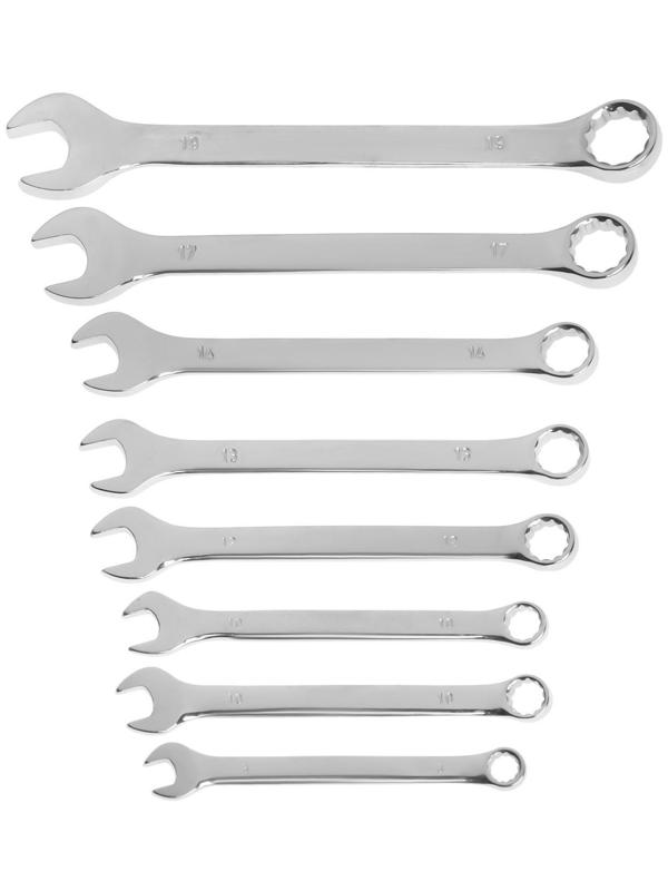 Набор ключей комбинированных в холдере ТУНДРА, CrV, зеркальные, 8 - 19 мм, 8 шт.