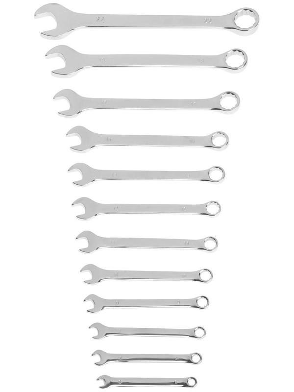 Набор ключей комбинированных в холдере ТУНДРА, CrV, зеркальные, 6 - 22 мм, 12 шт.