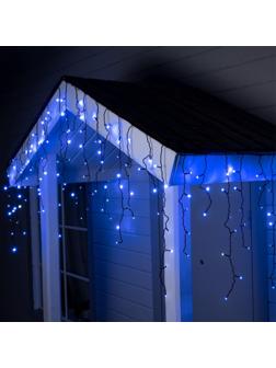 Гирлянда «Бахрома» 4 × 0.6 м, IP44, тёмная нить, 180 LED, свечение синее, мерцание белым, 220 В