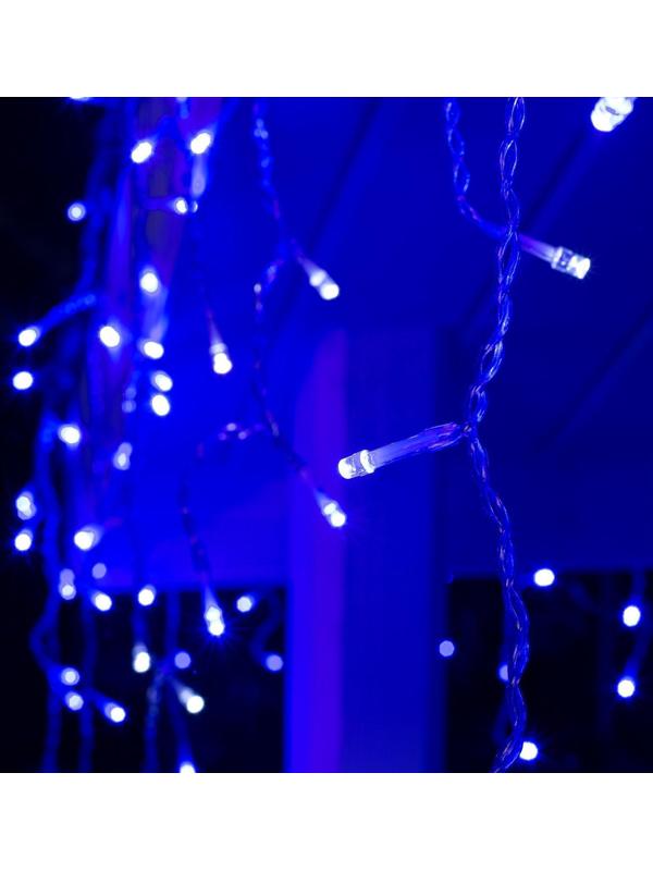 Гирлянда «Бахрома» 4 × 0.6 м, IP44, прозрачная нить, 180 LED, свечение синее, мерцание белым, 220 В