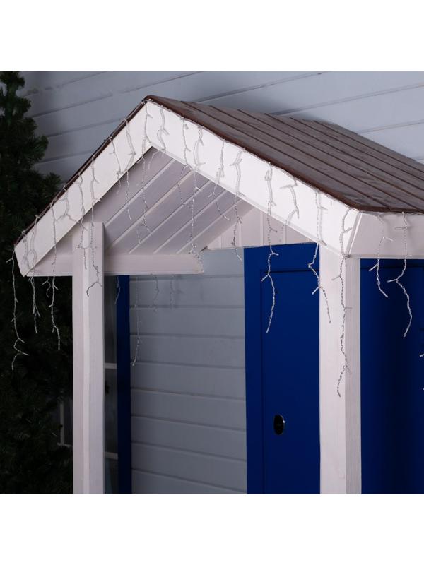 Гирлянда «Бахрома» 4 × 0.6 м, IP44, прозрачная нить, 180 LED, свечение синее, мерцание белым, 220 В