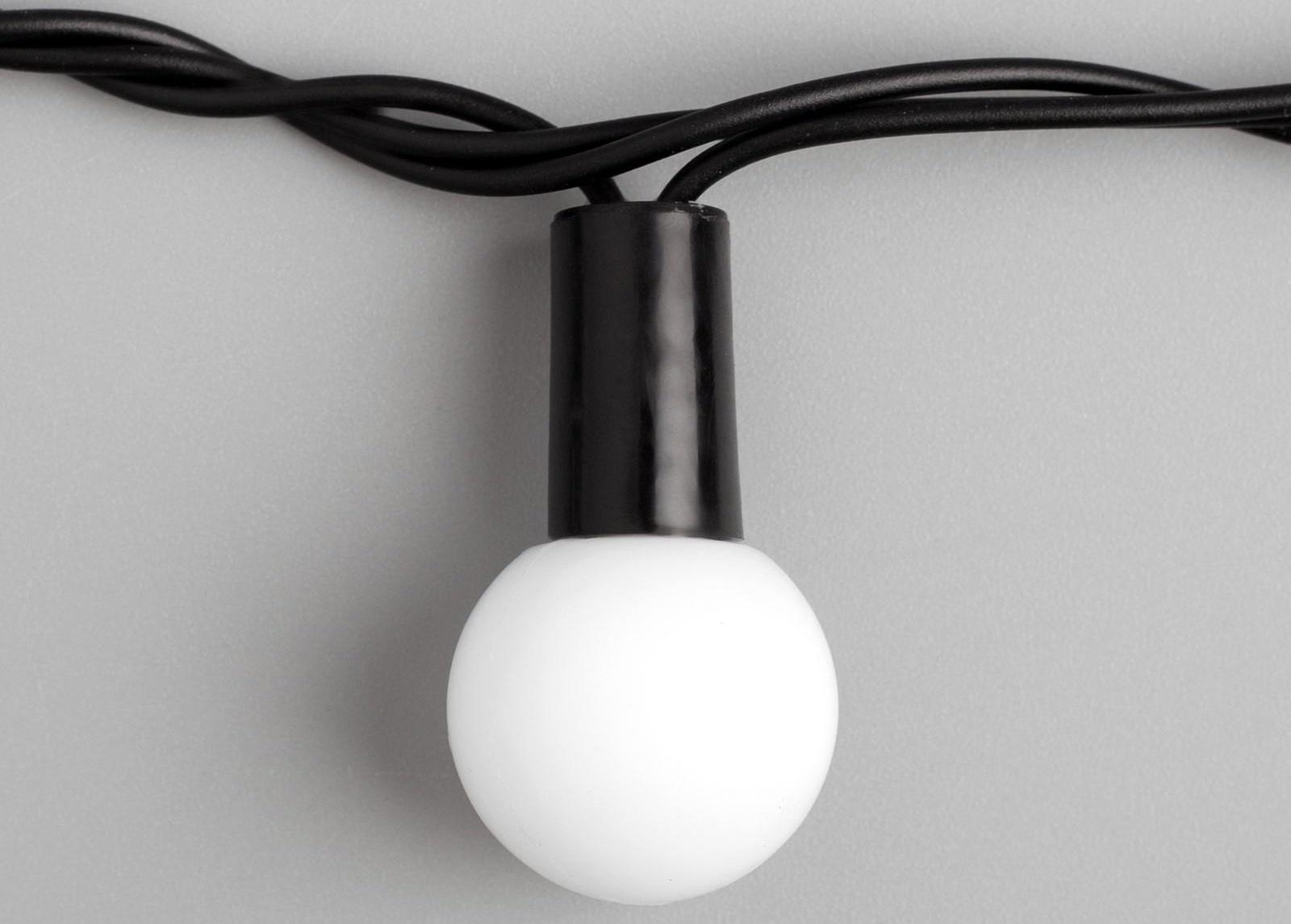 Гирлянда «Нить» 10 м с насадками «Шарики 2.5 см», IP44, тёмная нить, 100 LED, свечение бело-синее, мигание, 220 В