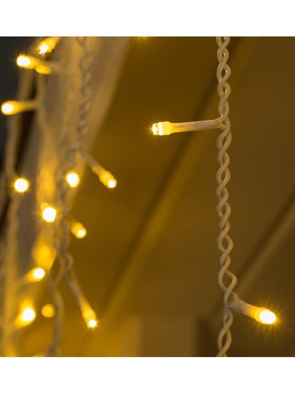 Гирлянда «Бахрома» 3 × 0.6 м, IP44, УМС, белая нить, 160 LED, свечение тёплое белое, 220 В