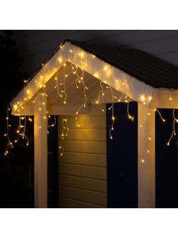 Гирлянда «Бахрома» 4 × 0.6 м, IP44, прозрачная нить, 180 LED, свечение тёплое белое, 8 режимов, 220 В